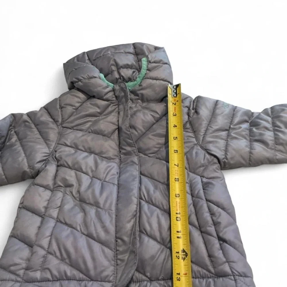Columbia Puffer Jacket Toddler Girls 3T Grey Mint Green Good Quilted Hooded